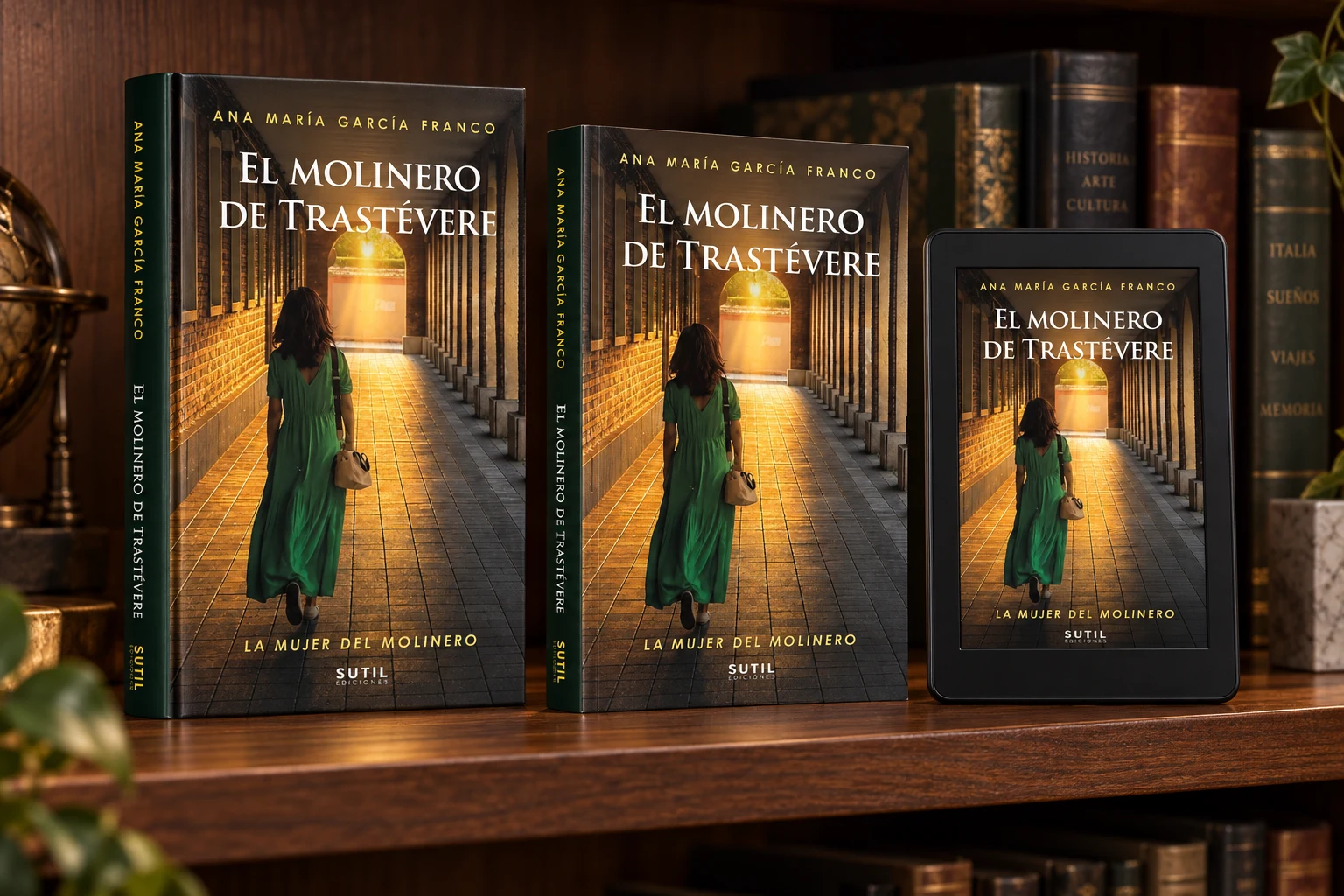 Imagen promocional de El molinero de Trastévere en tapa dura, tapa blanda y lector digital